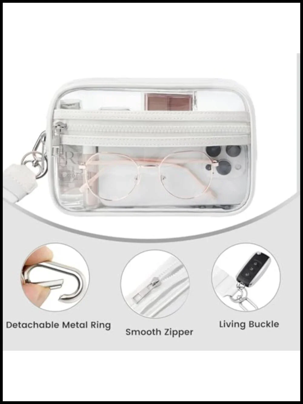 Clear Wristlet Stadium Approved Transparent PVC Purse Wallet